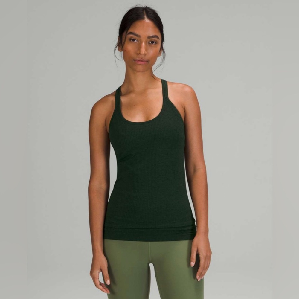 Lululemon ebb to street tank forest green size 4
